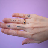 18K Geometric Mixed Band in Rainbow Sapphires Hidden Page Sargisson 