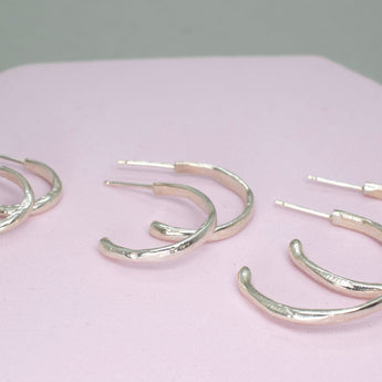 Sterling Silver Organic Hammered Hoops Small Earrings Page Sargisson 