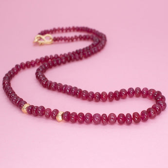 18K Carved Bead and Ruby Strand Necklace Necklaces Page Sargisson 