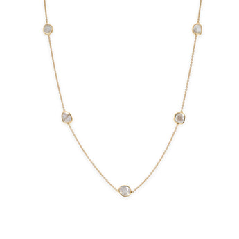 18K Gold Petite Station Necklace in Diamond Slice Necklace Sarraf Jewelers 