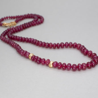 18K Carved Bead and Ruby Strand Necklace Necklaces Page Sargisson 