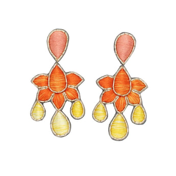 Pink City Collection - Flower Drop Earrings Hidden Sophia 203 Ombre Orange Yellow 