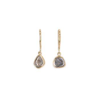 9K Gold Bezel Set Diamond Slice Single Drop Earrings Earrings RADHA GOLD 