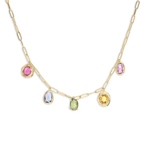 18K Five Stone Necklace in Rainbow Sapphire Necklace Page Sargisson 