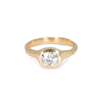 Carved Signet Ring with .87ct Old Mine Cut Diamond Engagement Ring Page Sargisson 