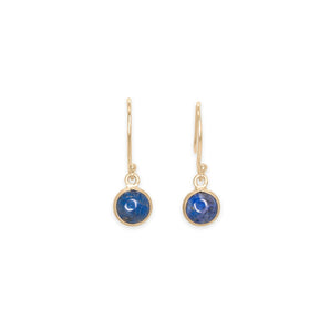 10K Gold Round Gemstone Drop Earrings Earrings Page Sargisson Lapis 