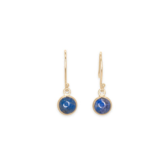 10K Gold Round Gemstone Drop Earrings Earrings Page Sargisson Lapis 