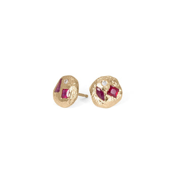 Mosaic Stud Earrings in Ruby and Diamond Earrings Page Sargisson 