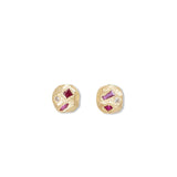18K Geometric Ruby and Diamond Stud Earrings Earrings Page Sargisson 