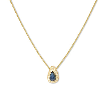 18K Gold Teardrop Gemstone Slider Necklace Necklace Page Sargisson Blue Sapphire 