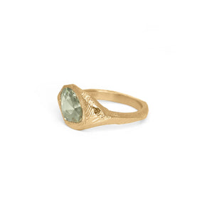 18K Signet Ring in Pale Green Sapphire - Oval Rings Page Sargisson 