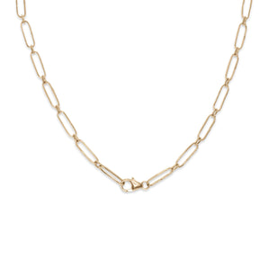 18K Organic Paperclip Link Chain Necklaces Rava 