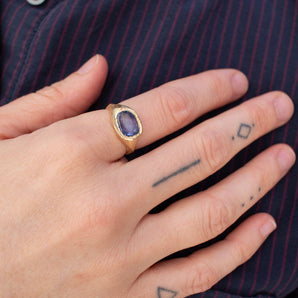 18K Signet Ring in Blue Sapphire Rings Page Sargisson 