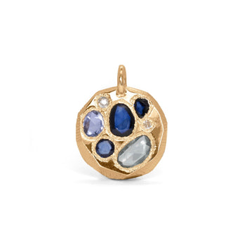 18K Round Mosaic Tablet Pendant in Blue Sapphires Page Sargisson 