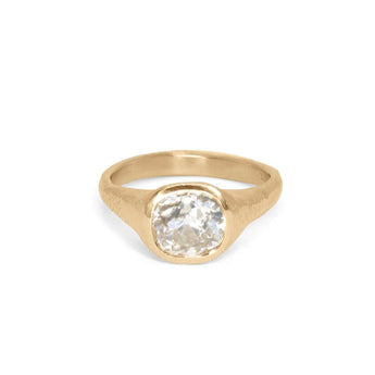 18K Carved Engagement Ring with 1.73CT Old Mine Cut Diamond Engagement Ring Page Sargisson 
