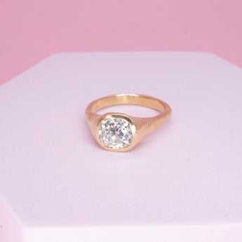 18K Carved Engagement Ring with 1.73CT Old Mine Cut Diamond Engagement Ring Page Sargisson 