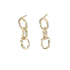 18K Carved Chain Link Earrings Earrings Page Sargisson 