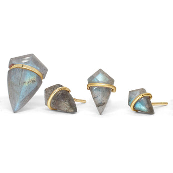18K Kite Stud Earrings in Labradorite Earrings Gemorex 