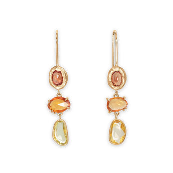 18K Triple Drop Earring in Orange Sapphires Earrings Page Sargisson 