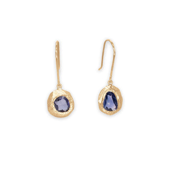 18K Freeform Drop Earring in Dark Blue Sapphire earrings Page Sargisson 