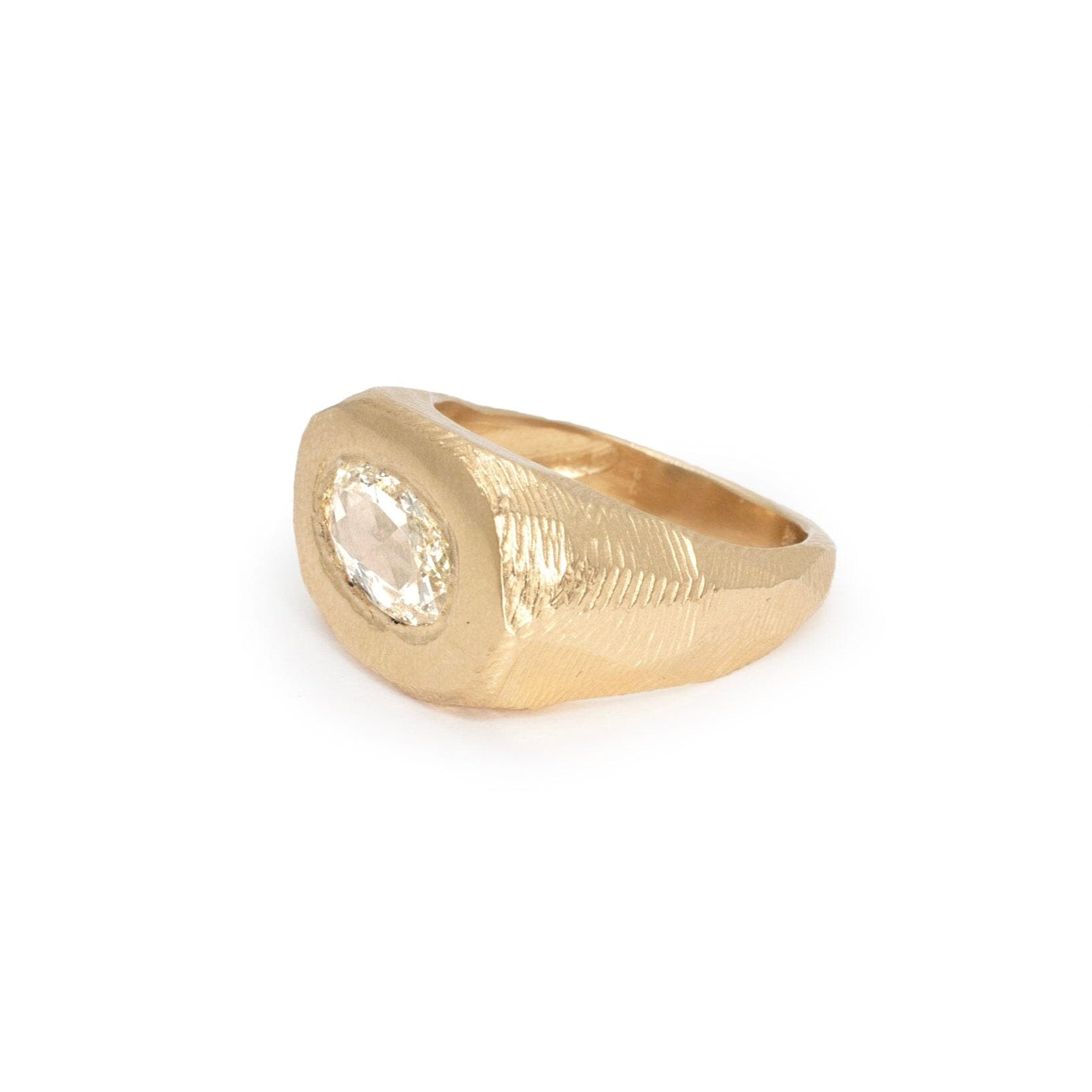Carved Signet Rings Carved Signet Ring with Oval Rose Cut Diamond – Page Sargisson