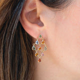 18K Chainlink Rainbow Sapphire Drop Earrings Earrings Sarraf Jewelers 