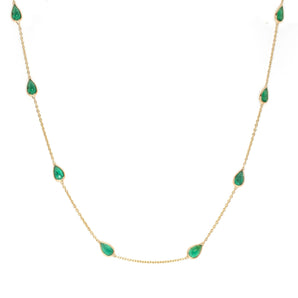 14K Petite Emerald Station Chain Necklace Necklaces Rava 