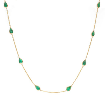 14K Petite Emerald Station Chain Necklace Necklaces Rava 