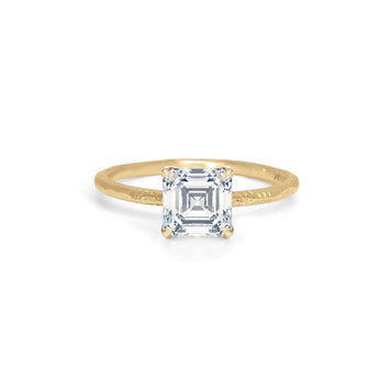 The Hoyt Engagement Ring Setting with Pavé Gallery Hidden Page Sargisson 18K Yellow Gold Asscher 