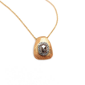18K Rose Cut Diamond Slider Necklace with Pavé Halo Necklace Page Sargisson 