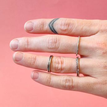 SALE - Platinum Carved Skinny Band with Diamonds *Discontinued Version* Hidden Page Sargisson 