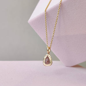 18K Diamond Solitaire Necklace - Pink Pear Necklace Page Sargisson 
