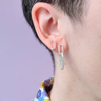 Sterling Silver Carved Small Paperclip Studs Earrings Page Sargisson 