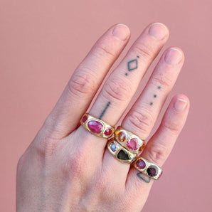 Three Stone Ring in all Ruby Rings Page Sargisson 