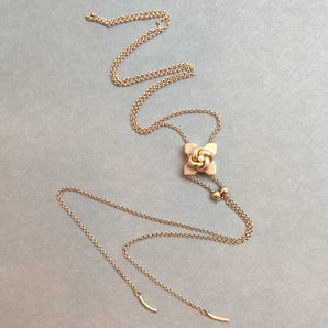 SALE - Vintage Slider Necklace with Pearl and Gold Pendant Hidden Page Sargisson 