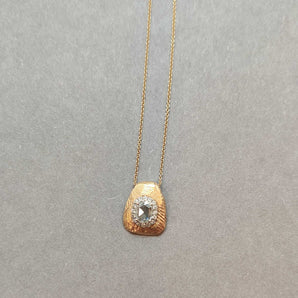 SALE - 18K Rose Cut Diamond Slider Necklace with Pavé Halo Hidden Page Sargisson 