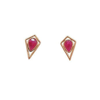 SALE - 10k Ruby Kite Shaped Earring Earrings Rava 