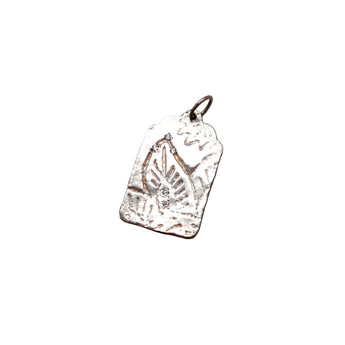 SALE - Tulip Tag Pendant with Diamonds Necklace Page Sargisson Leaf Tag Sterling Silver with Diamonds 