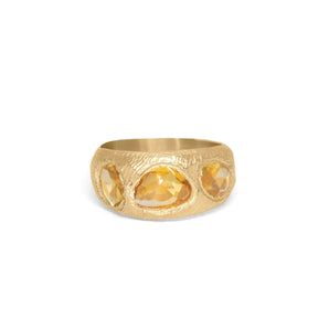 18K Three Stone Ring in Yellow Sapphires