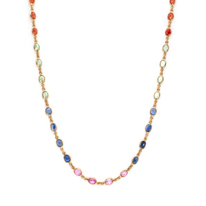 18K Rainbow Sapphire Chain Necklace necklaces Sarraf Jewelers 