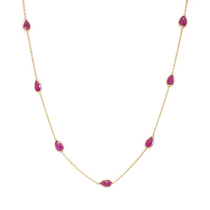 14K Petite Ruby Station Chain Necklace Necklaces Rava 