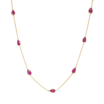 14K Petite Ruby Station Chain Necklace Necklaces Rava 