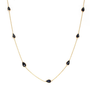 14K Petite Sapphire Station Chain Necklace Necklaces Rava 