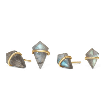 18K Kite Stud Earrings in Labradorite Earrings Gemorex 