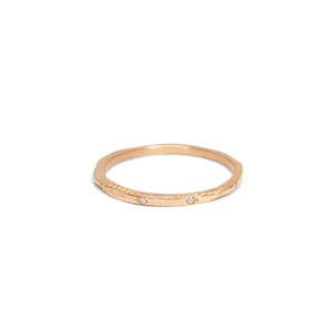 18K Rose Gold Carved Skinny Band with Diamonds Rings Page Sargisson 
