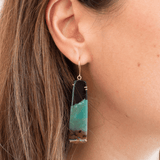 18K Long Smooth Petrified Opal Prong Earrings Earrings Page Sargisson 
