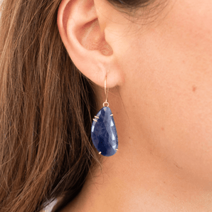 18K Faceted Opaque Blue Sapphire Prong Earrings Earrings Page Sargisson 