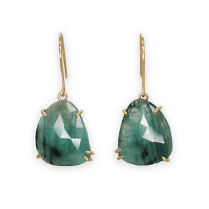 18K Faceted Emerald Bell Shaped Prong Earrings