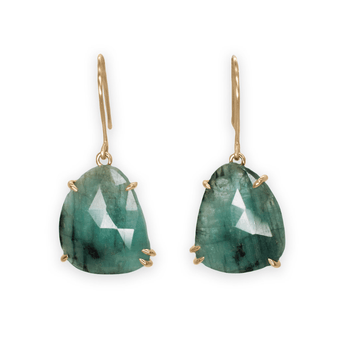 18K Faceted Emerald Bell Shaped Prong Earrings Earrings Page Sargisson 