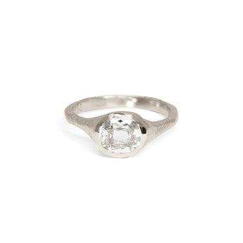 The Carved Signet Engagement Ring Setting Hidden Page Sargisson Platinum Cushion 